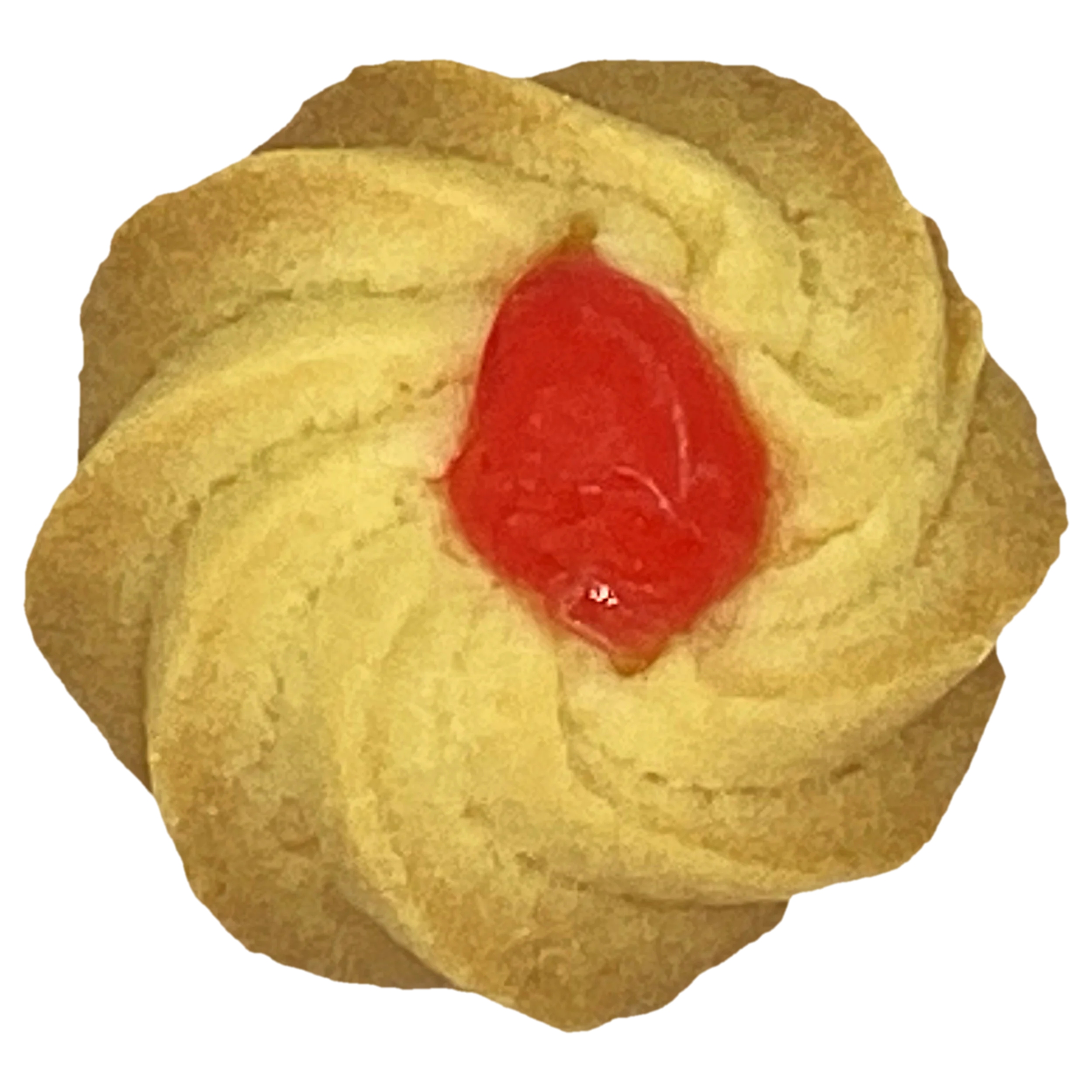 ドレンチェリーをのせた花形のポシェクッキー