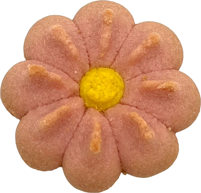 花形に絞ったピンク色のポシェクッキー