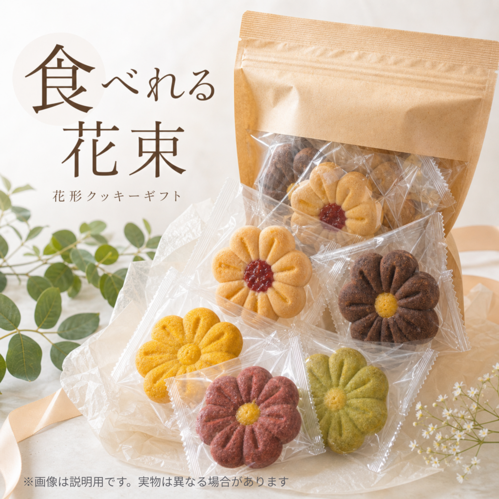 花束のように贈れる花形クッキー「食べれる花束」店頭販売のご案内